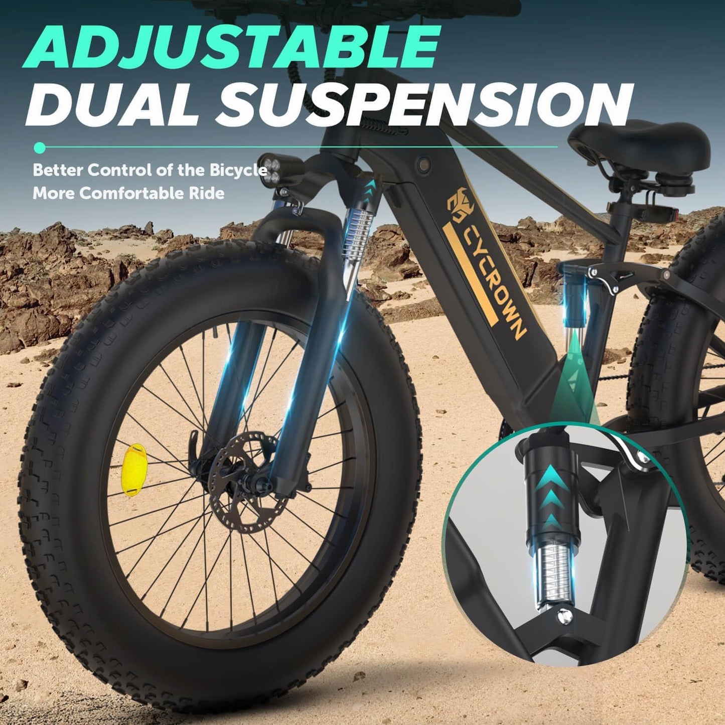 CYCROWN Ultra 26 Fat Tire Electric Mountain Bike 1000W Motor 48V 15Ah Battery