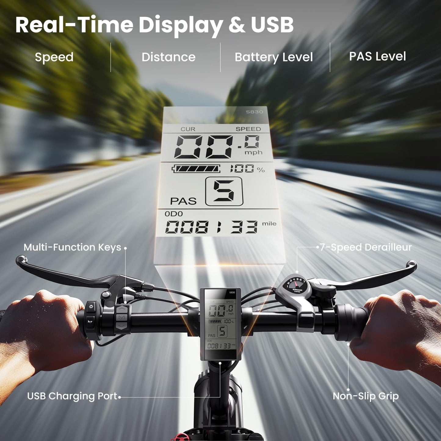 CYCROWN Free 20 Step-Thru Fat Tire All-Terrain Electric Bike 1000W Peak Motor 48V 15.6Ah Battery