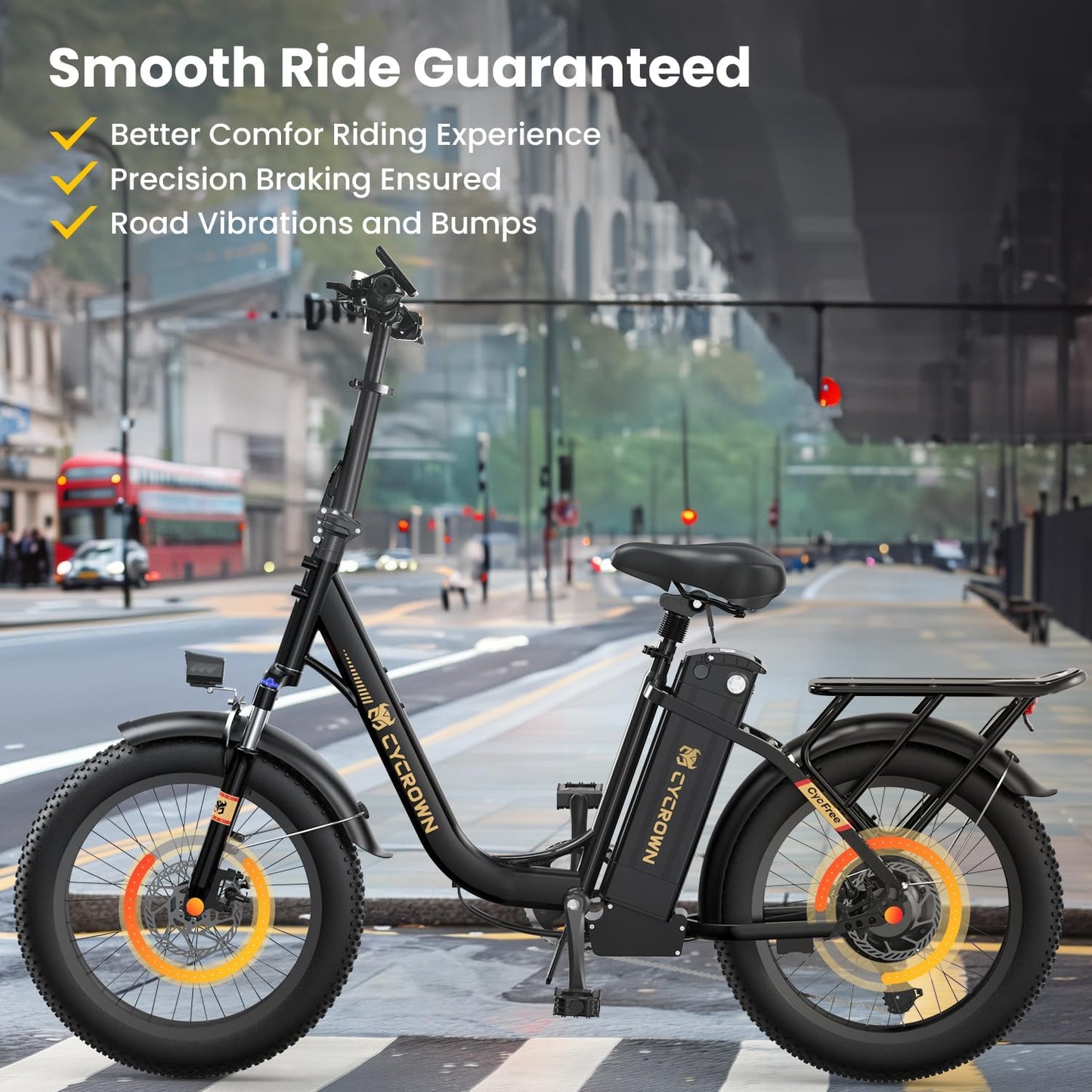 CYCROWN Free 20 Step-Thru Fat Tire All-Terrain Electric Bike 1000W Peak Motor 48V 15.6Ah Battery