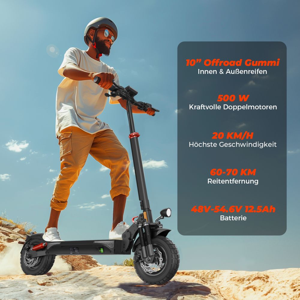 ISINWHEEL T4 10 Off-road Electric Scooter 1000W Motor 42V 12.5Ah Battery (ABE)