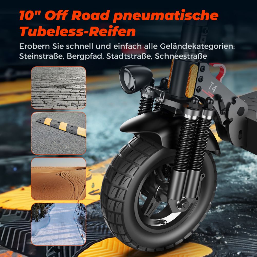 ISINWHEEL T4 10 Off-road Electric Scooter 1000W Motor 42V 12.5Ah Battery (ABE)