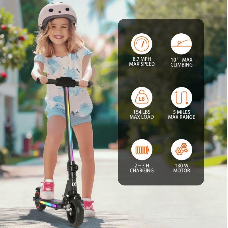 SIMATE S5 6.5 Kid's Foldable Colorful Body Lights Electric Scooter 130W Motor 24V 2.5Ah Battery (New)