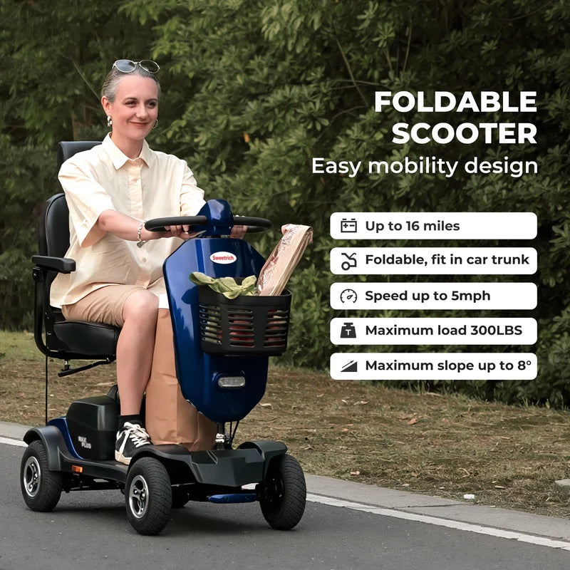 SWEETRICH MAX PLUS 9″ 4 Wheel Electric Mobility Scooter | 300W . 24V 20Ah