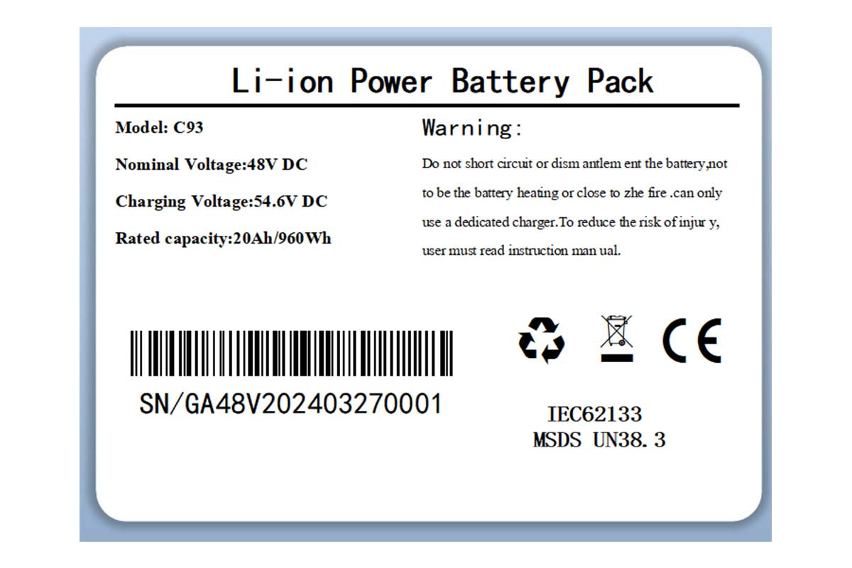 Emoko C93 model Electric Bike 48V Battery 20ah. 23ah