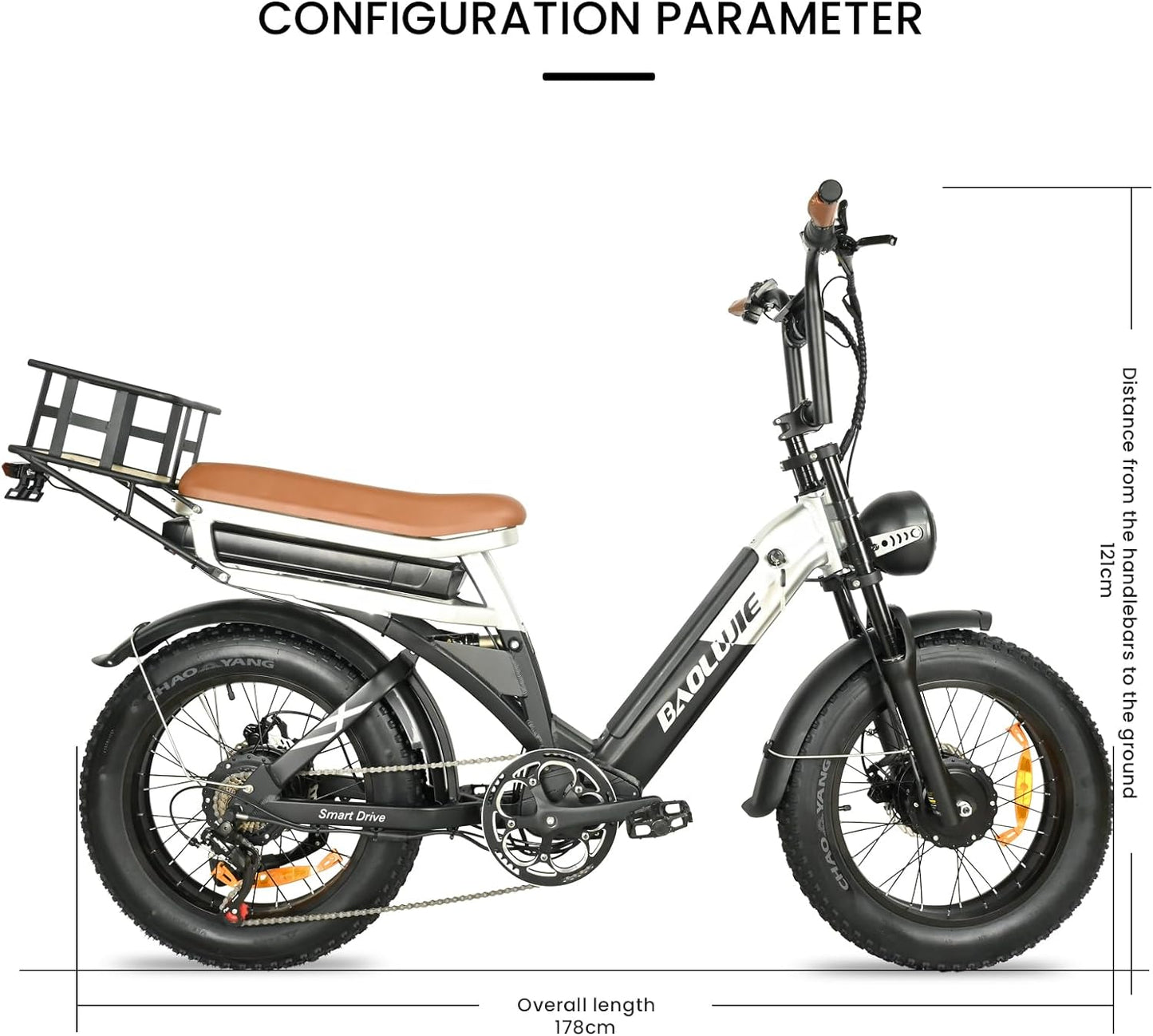 BAOLUJIE PLJ2033 Step-Thru Electric Cargo Bike Combo