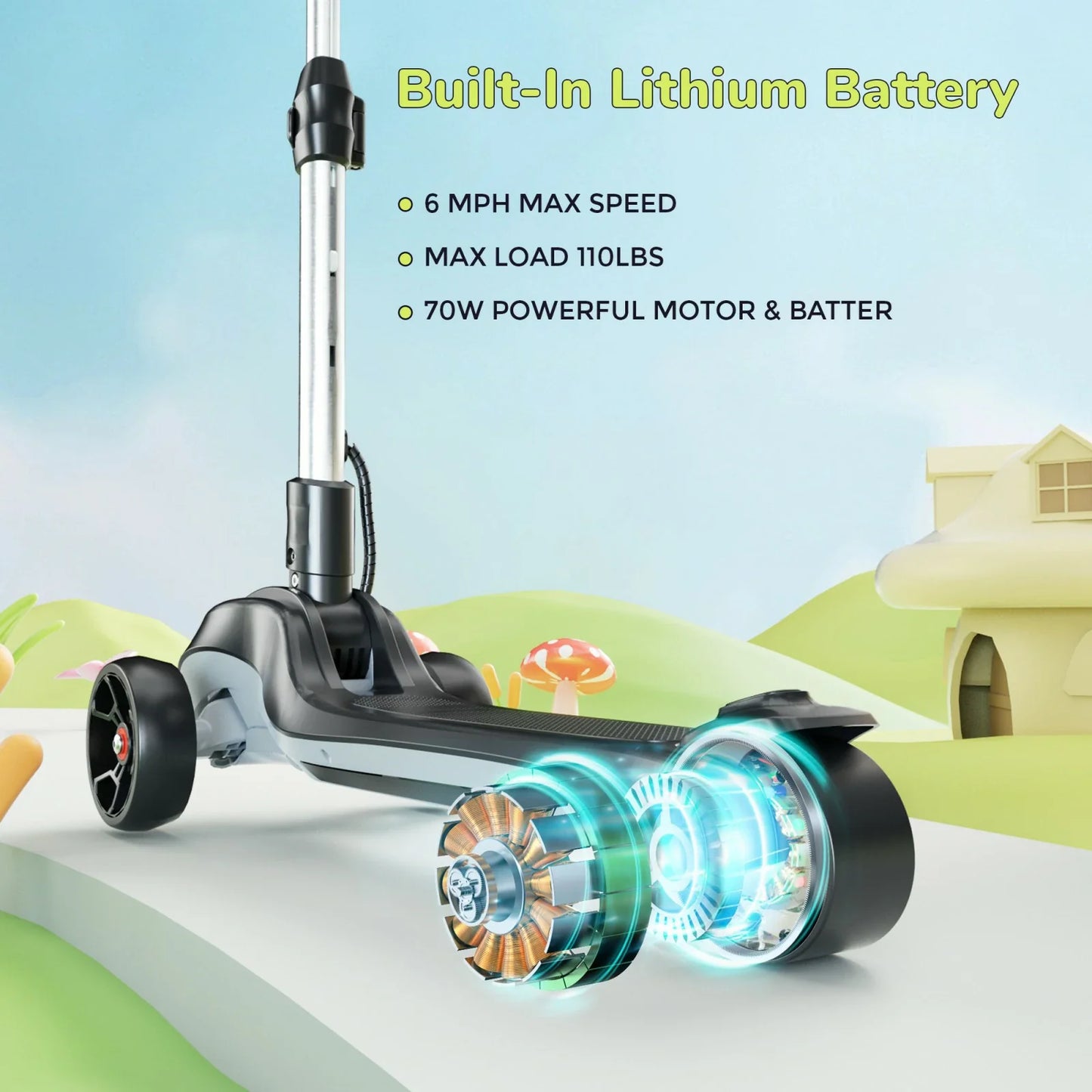 ISCOOTER IK2 3-Wheel Electric Scooter For Kids 70W Motor 18V 2Ah Battery