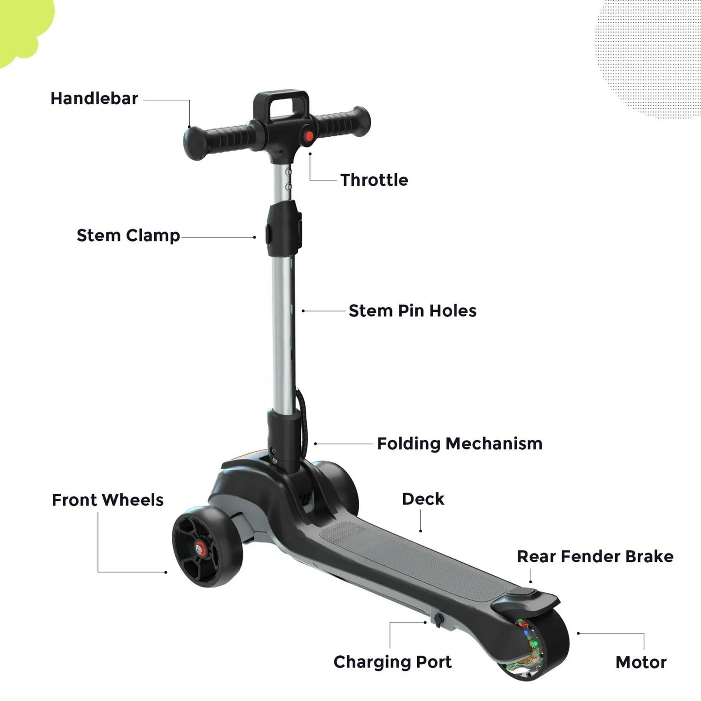 ISCOOTER IK2 3-Wheel Electric Scooter For Kids 70W Motor 18V 2Ah Battery