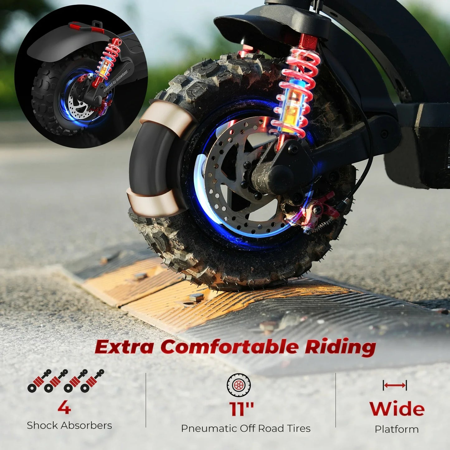 ISINWHEEL GT2 11 Folding Off-Road Electric Scooter 800W Motor 48V 15Ah Battery