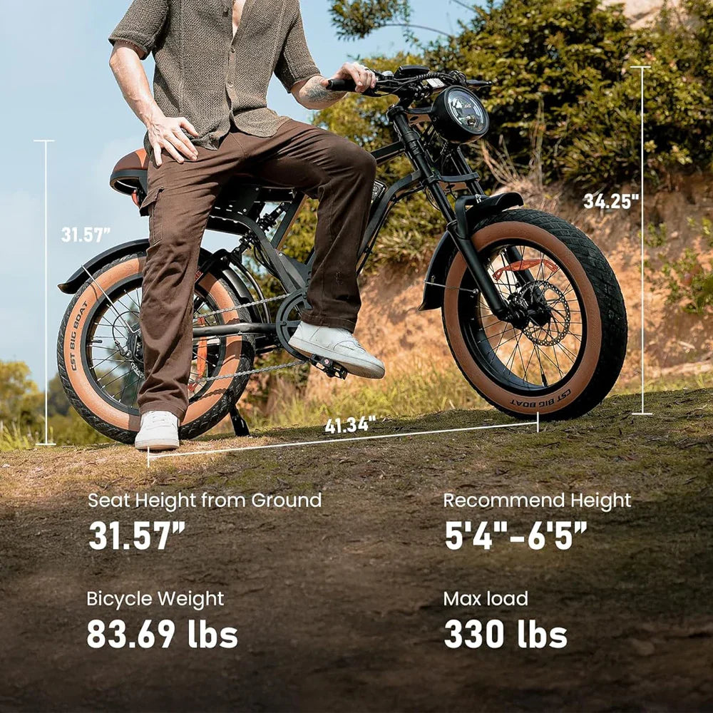 ISINWHEEL R6 20 Retro Fat Tire Electric Dirt Bike 1500W Motor 48V 13Ah Battery