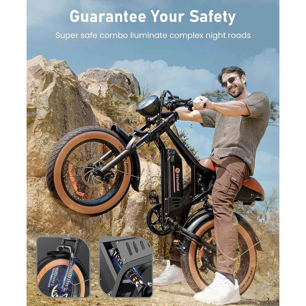 ISINWHEEL R6 20 Retro Fat Tire Electric Dirt Bike 1500W Motor 48V 13Ah Battery