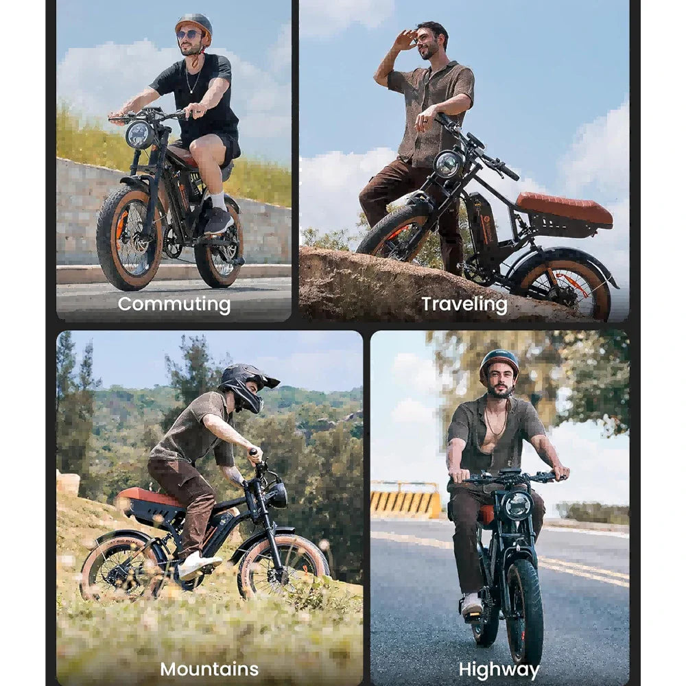 ISINWHEEL R6 20 Retro Fat Tire Electric Dirt Bike 1500W Motor 48V 13Ah Battery