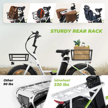 ISINWHEEL U7 20 Step-Thru Cargo Electric Bike 500W Motor 48V 10.4Ah Battery