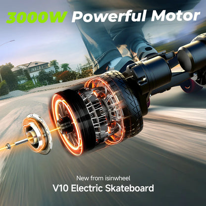 ISINWHEEL V10 Off Road Electric Skateboard with Remote Control 1500W*2 Dual Motors 43V 12.5Ah Battery