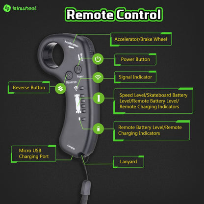 ISINWHEEL V6 Electric Skateboard with Remote Control 450W Motor 25V 2Ah Battery