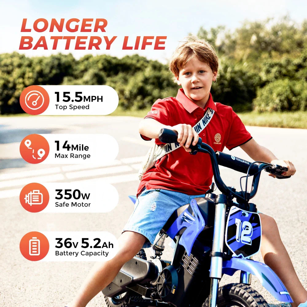 ISINWHEEL A12 12 Electric Dirt Motorbike For Kids 350W Motor 36V 5.2Ah Battery