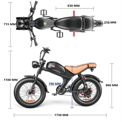 EMOKO C93 20 Fat Tire Electric Off-Road Bike 1000w Motor 48V 20Ah Battery