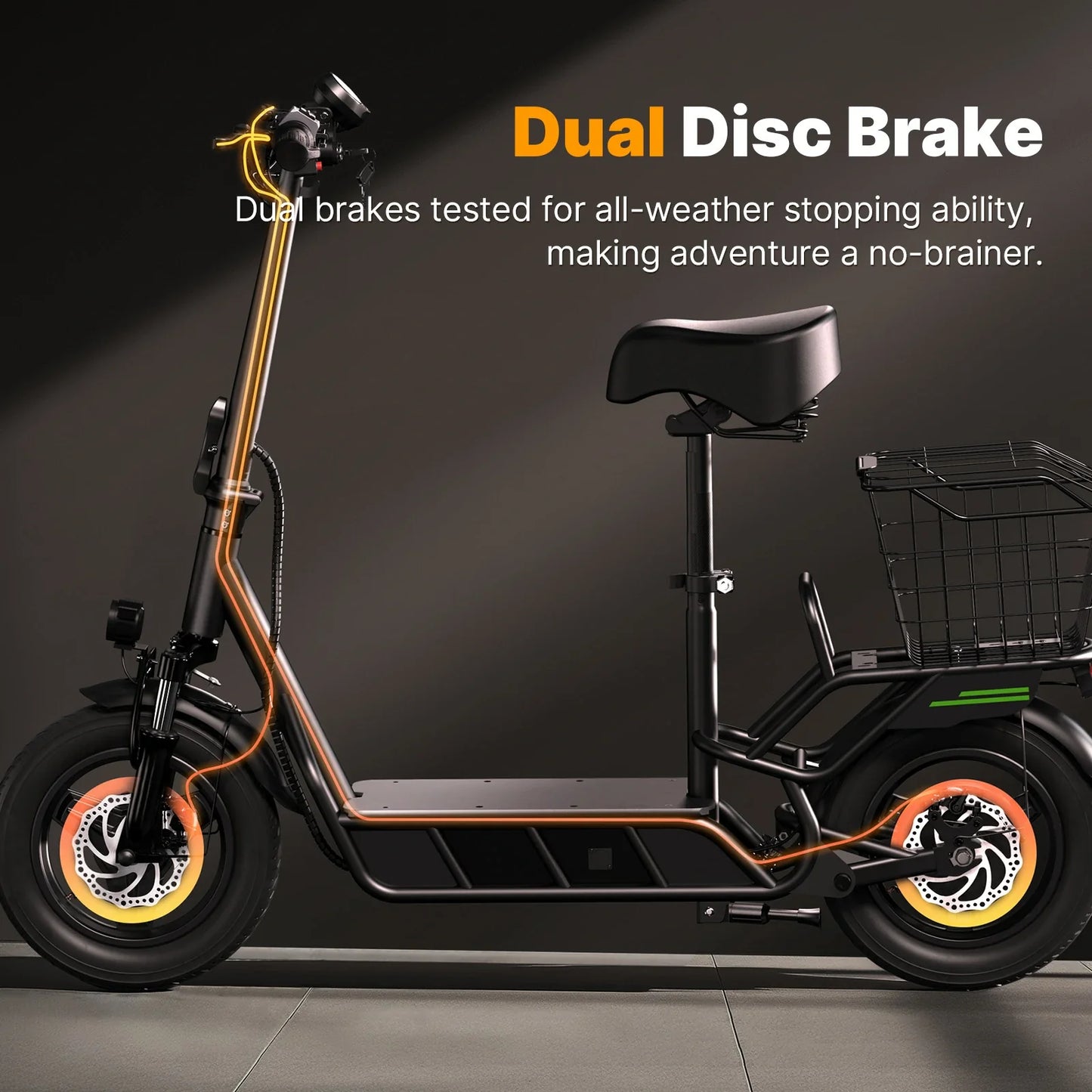 ISINWHEEL HyperX 14 Electric Scooter with Seat & Basket 700W Motor 48V 10Ah Battery