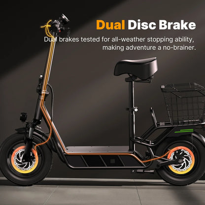 ISINWHEEL HyperX 14 Electric Scooter with Seat & Basket 700W Motor 48V 10Ah Battery